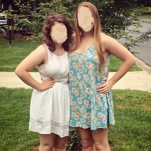 Floral mini dress light blue